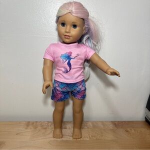 American Girl Create Your Own Doll Pastel Hair Freckles Blue Eyes 18” Mermaid